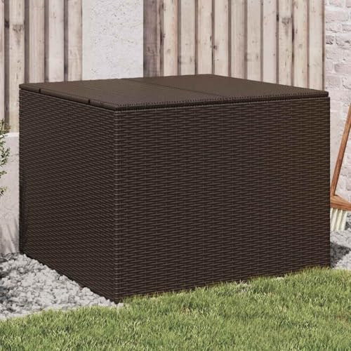 Versear Polyrattan Auflagenbox mit Deckel Gartenbox Garten Aufbewahrungsbox mit wasserfestem Beutel Gartentruhe Kissenbox-Braun-80 x 75 x 59 cm
