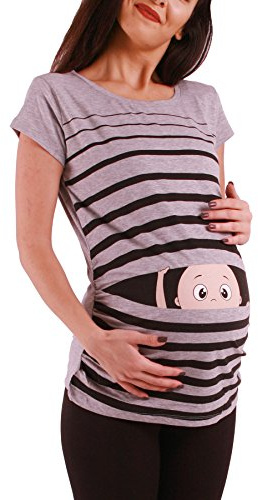 Roligt sött mammamode T-shirt med motiv graviditet gåva – kortärmad, GRÅ, S