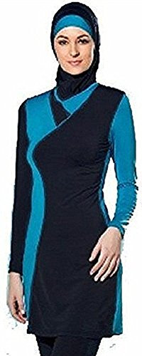 TianMai Neue Muslimische Bademode Muslim Islamischen Bescheidene Full Cover Badebekleidung Modest Swimwear Beachwear Burkini für Frauen (Schwarz, Int'l S (EU-Größe 34-36))