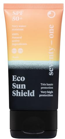 SeventyOne Percent | Eco Sun Shield SPF 50+ | Très Haute Protection Solaire Visage| UVA 24 | Très résistante à l’eau | 100% Filtres minéraux - 100% Naturel – Made in France | Format Pocket | 50 ml