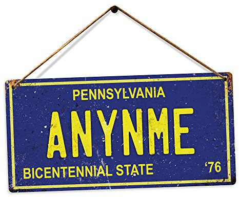 Personalised American Number Plates - Custom Pennsylvania – Holes and Twine | Printed Metal Wall Sign Plaque Show Plate
