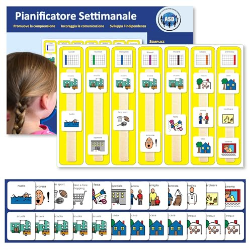 Calendario Bambini Settimanale - Agenda Visiva Autismo – 24 Flashcards - Italiano – Giochi CAA Montessori/Educativi – Ludattica - Regali per Autistici