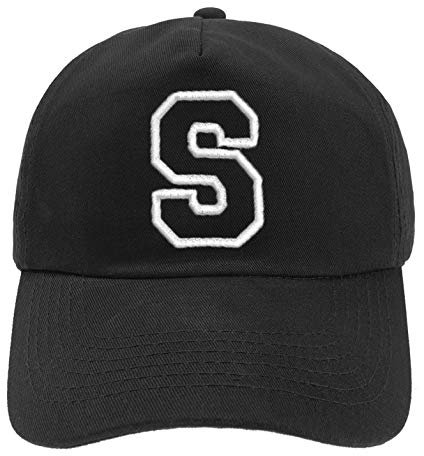 Unisex Jungen Mädchen Mütze Baseball Cap Schwarz Hut Kinder Kappe Alphabet A-Z (S)