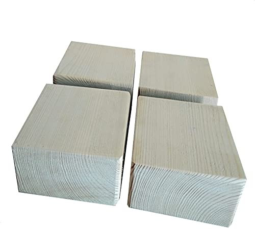 12x12cm Echt Holz Möbelerhöher Möbelerhöhung Betterhöhung Bed Riser Möbelfüße Möbelerhöhung Tischerhöher Elefantenfuß für Bett Tischbeine ​Sofafuss 4 Stück (5cm)