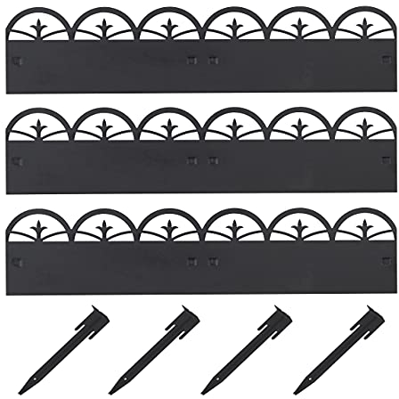 Relaxdays Recinzione da Giardino in Metallo, Recinto Stabile, Set da 3 Pareti Decorative, H x L: 7,5 x 274,5 cm, Nero