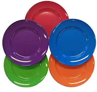 Harfield Rainbow Pack of 10 Small Plates Reusable BPA Free Plastic Children's Shatterproof Tableware