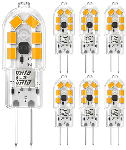 Eco.Luma G4 LED Lampen 2W Leuchtmittel, Warmweiß 3000K, Ersatz für 20W Halogenlampen, 12V LED Birnen Glühlampen Kein Flackern, Nicht Dimmbar, Stiftsockellampe Lampen, 6er Pack