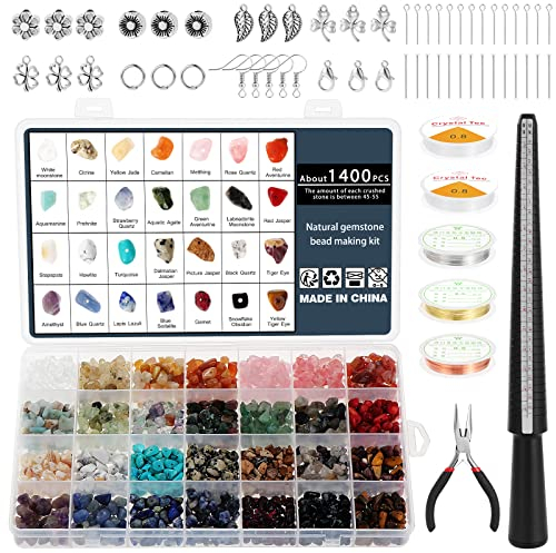 Kyrio 1660pcs Schmuck machen Kit, 28 Farben Kristall Perlen Kit mit Ohr Haken Karabinerhaken Schmuck Draht, Zangen und anderen Schmuck Ring Making Supplies für Schmuck machen DIY Crafts