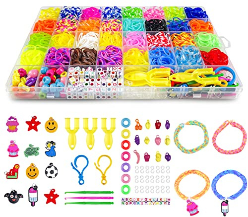 Relota Loom Bänder Set, Loombänder Kasten Set mit 2500stk Bunte Gummibänder | Gummiband für Armbänder Loom Bands mit Zubehör für Anfänger, Jungs Mädchen Kinder Basteln Selber Machen