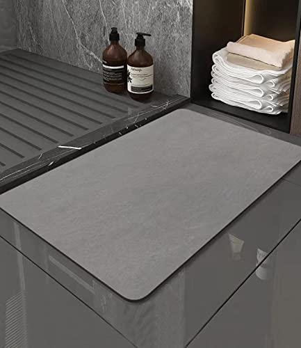 Jissta Tappeto Bagno Cucina Antiscivolo 40X60cm, Tappetino Super Assorbente, Moderni in Microfibra, Lunghi Lavabile, Grigio