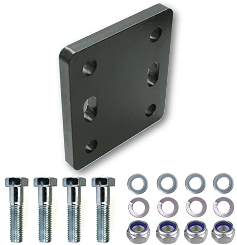 XIMPLIO Universelle Adapterplatte zur Höhenverstellung 3x90 für 2-Loch 90mm AHK-Bock Flanschkugeln. (3x45 mm mit 4xM16 Schraubenset, für 2-Loch 90mm AHK-Bock)