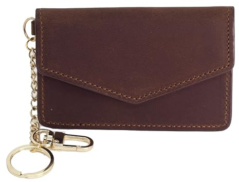 BAWAKO Kartenetui Leder, Kreditkartenetui RFID Schutz, Fahrzeugschein, Ausweis, Karten, Tragbar Kleine Handtasche (Dunkelbraun)