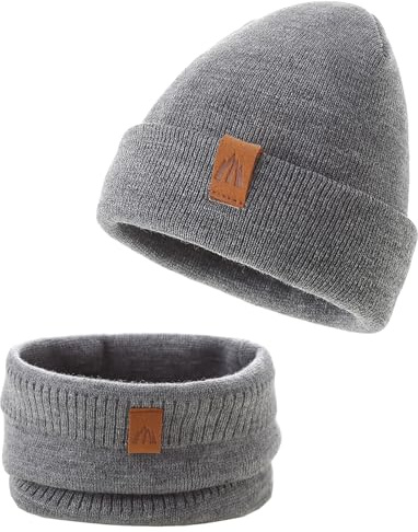 AHAHA Baby Beanie für Mädchen und Jungen Warm Baby Wintermütze Schal Ultraleichte Weich Beanie Schal Set Kinder