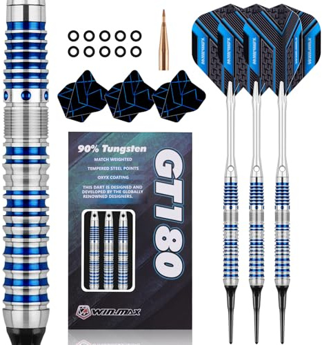 WIN.MAX dartpilar 90 % volfram 3 stycken 90 % volfram 18 gram professionell dart