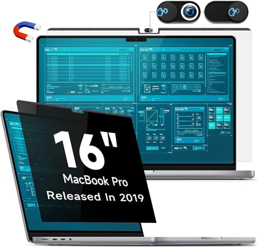 Filtre de Confidentialité pour Macbook Pro 16 Pouces (2019),Magnétique Protecteur d'écran Anti Lumière Bleu,Amovible Film Protection Ecran Anti-Espion Anti Reflet pour Mac Pro 16.2 (A2141)