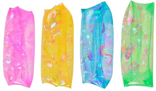 Pesoncarl wasserperlen, 4 Stück Spannungsabbau Wasser Schlange Spielzeug 4 Farbe TPR Squeeze Spielzeug mit Band im weichen kühlen elastischen 5,1x2,4 Zoll Stressspielzeug für Kinder Squeeze Spielzeug