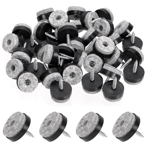 Glarks 40Pcs Black Screw-on Filz Pad Set, 24MM Filz Möbel Pads Stuhl Bein Bodenschutz für Hartholzböden Möbel Füße Stuhl Tisch