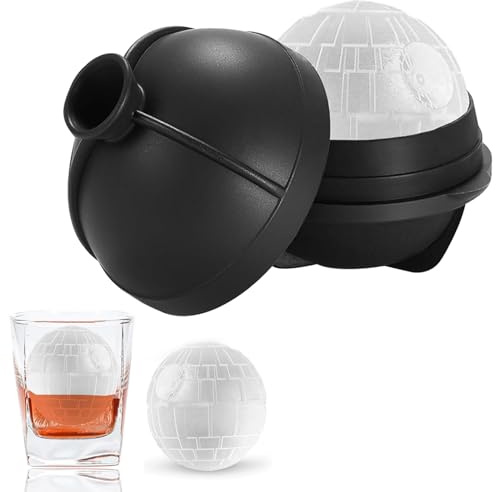 Eiswürfelform Todesstern Ball Eiswürfelform 7 cm Runde Silikon Eiskugelform für Whiskey Bourbon Cocktails