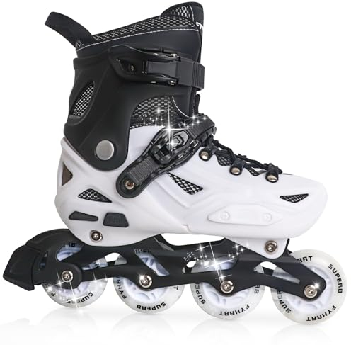 Kinder Inliner für Jungen, Inline Skates Rollschuhe Verstellbare 4 Größen für Jungs Mädchen, geeignet für den Innen- und Außenbereich, Weib, S(31-34 EU)