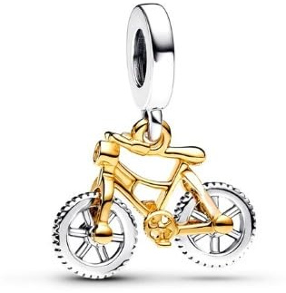 Cykel tvåfärgade snurrande hjul dinglande berlock kompatibel med Pandora-berlocker, trollpärlor, Chamilia, Biagi och många andra brittiska berlockarmband., Metall