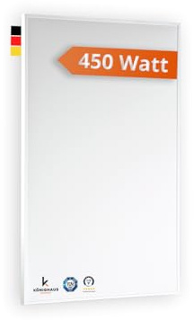 Könighaus Infrarotheizung 450 W - Wandmontage - 5-12 m² | TÜV SÜD, 5 Jahre Herstellergarantie, doppelter Überhitzungsschutz, Betriebstemperatur in 2-4 Min.