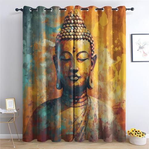 YZQGLHP Gardinen Mode Vorhänge H145 x B135 cm PorträT Verdunklungsvorhänge 2er Set Schiebe Schallschutz Polyester Vorhang mit Ösen für Schlafzimmer Wohnzimmer