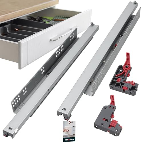 KOTARBAU® 1 Paar 3D Schubladenschienen Bodenmontage Softclose 550 mm Stahl Schubladenauszug Vollauszug Teleskopschienen Bodenmontage Schubladenauszüge unten montiert