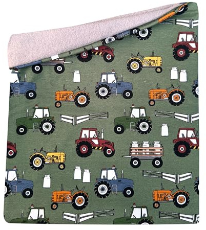 Wollhuhn Kinder Long Loop MAXI WINTER Halswärmer/Schlupf-Schal Extra Lang Jungen/Mädchen Viele Motive 20240201 (LL, Fleecefutter) (Trecker Grün)