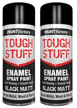 PNJB Tough Stuff Enamel Black Matt Spray Paint, Aerosol spray, Quick-drying, Excellent Coverage For Metal, Plastic, and wood, Lightweight & Portable, Versatile and Durable, 400ml, (2PCS)