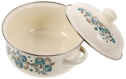Zerodeko Marmite Maison Émail Petite Casserole avec Poignée Double, Fond Plat Résistant Haute Température, Cuisson Uniforme Soupes et Fondues, Usage Domestique,