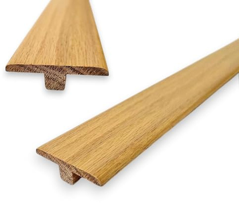 Project DIY® Solid Oak T-Profile Threshold Bar | 50x15mm Oak Transition Profile for Flooring | Covers Expansion Gaps | 0.9m Length | Height Adjustable 14mm-18mm (Invisible)