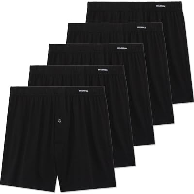 FM London 5-pack boxershorts för män lös passform – supermjuka underkläder i 100% bomull enfärgade med knappgylf och komfort stretch midjeband, svart, 3XL, Svart, 3XL