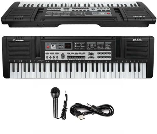 61 Keys Keyboard Piano, Electronic Music Keyboard for Kids with Microphone, Portable Digital Music Keyboard Birthday Gift for Children