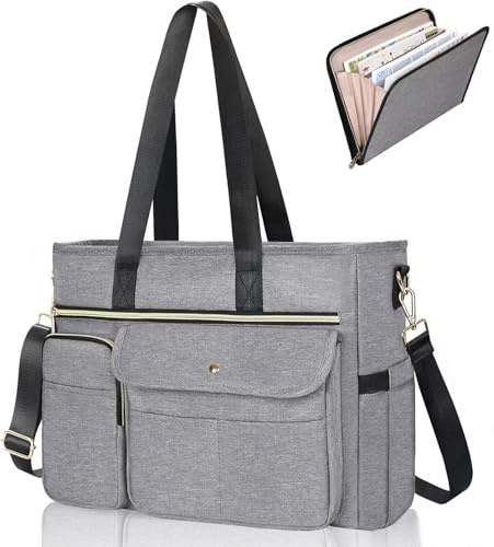 ESTARER Borsa per insegnanti con cartella avanzata, borsa da lavoro con scomparti per laptop, borsa da insegnante portatile per donne, borsa a tracolla per laptop, accessori per insegnanti, 15,6