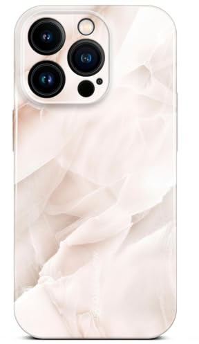 ONEFLOW Bliss Cover für iPhone 15 Pro Hülle in Marmor Optik, Designer Case Handy Schutzhülle mit Kameraschutz, Muster Hardcase Glitzer Handyhülle marmoriert, Creme Rosa