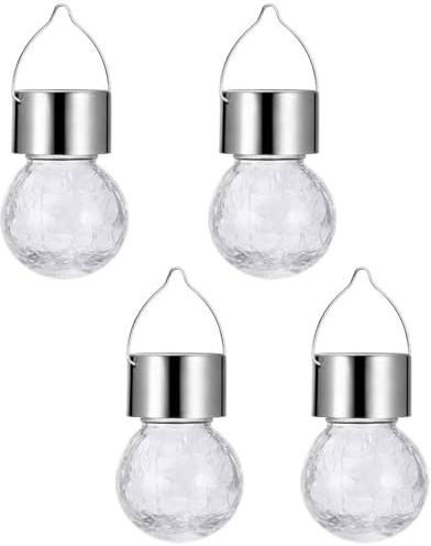 IOIUSKKU Lámpara colgante solar de bola de vidrio con proceso agrietamiento para exteriores. Lámpara colgante solar bola vidrio para exteriores, tipo+1
