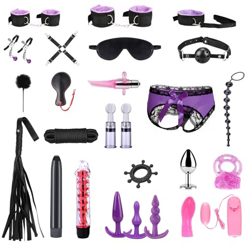 Kit de bondage BDSM 26pcs Oziral juguetes sexuales para parejas Morado