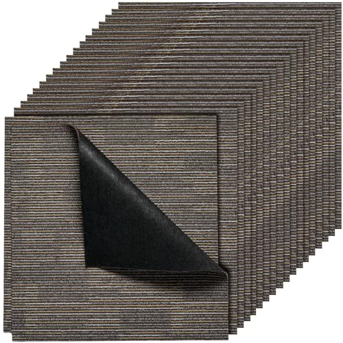 VEVOR Teppichfliesen 609,6 x 609,6 x 6 mm, 24er-Pack, modularer Teppichboden mit Fläche von 9 m², Teppich Bodenbelag, einfacher DIY-Austausch für Wohnzimmer und Büro, Grau und Braun