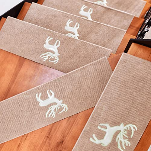 Stufenmatten, Treppenstufen Matten, 15 Stück Selbstklebender Treppenschutz, Anti Rutsch Stufenmatten Selbstklebend, Stufenschutz Stufenteppich Innenbereich für Kinder Ältere und Hunde(C,55x22cm)