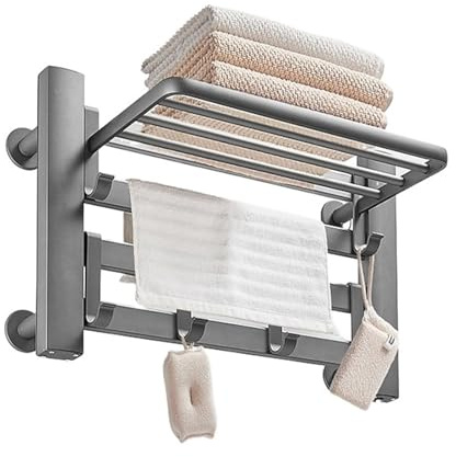 KLGFBDC Portasciugamani Elettrico per Bagno. Scaldasalviette termostatico Intelligente. Scaldasalviette Elettrico Color Oro Rosa. (Destra, Grigio - 35 cm)