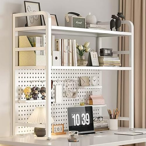 Metallbokhylla organisatör, robust skrivbordshylla för hem eller kontor, 3 nivåer bursdisplay för böcker och dekor