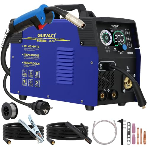 Poste à souder MIG MAG 200 A, fil de remplissage sans gaz, 3 en 1 MIG/Stick avec fil de soudage de 0,8 mm, appareil à souder à électrodes