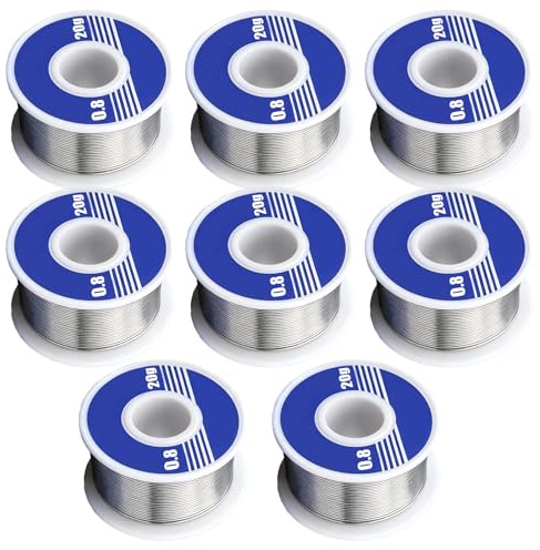 8 Rolls Solder Wires, Soldering Wire with Flux, 0.8mm Diameter Lead Solder | Low melt solders silver solder, For jewellery making,soldering components repair lighter repair and DIY production