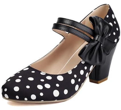 Scarpe Tradizionali con Tacco Scarpe da Ballo Grosse Scarpe da Sposa Scarpe da Ballo con Tacco a Blocco Ballerine Scarpe Eleganti con Tacco e Fibbia (Black, 39)