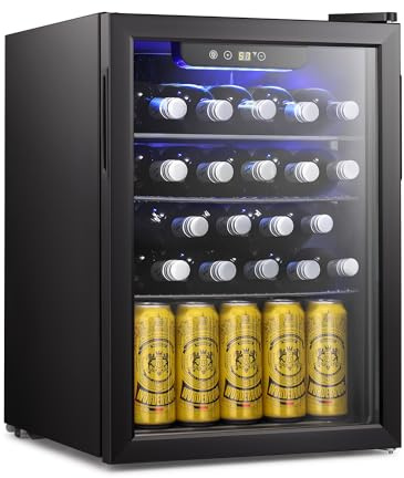 Antarctic Star 16 Bottle Wine Cooler/Cabinet Beverage Refrigerator Small Mini Wine Cellar Beer Soda Clear Glass Door Bar Fridge Quiet Operation Compressor Adjust Temp Control Freestanding, 2.4 Cu. ft