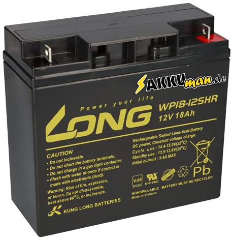 Blei-Akku 12V 18Ah AGM Kompatibel 17Ah 19Ah 20Ah 22Ah 23Ah Akkuman Edition - Langlebig - Wartungsfrei - Zuverlässig - Ersatzakku - Akku - Batterie