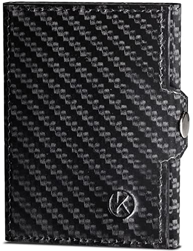 KORUTA® Slim Wallet mit Münzfach & RFID Schutz - Kartenetui - Mini Geldbörse für Herren & Damen - Kreditkartenetui Geldbeutel klein Portmonee Portemonnaie (Carbon)
