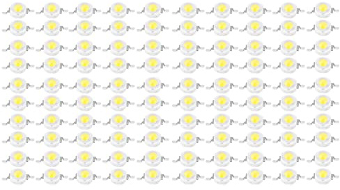100 Piezas de Chips LED de Alta Potencia de 3 W, Diodos Emisores de Luz SMD Superbrillantes, Componentes de Iluminador de Diodo, Lámpara de Bombilla, Chip de Cuentas,(Blanco positivo 6000-6500K)