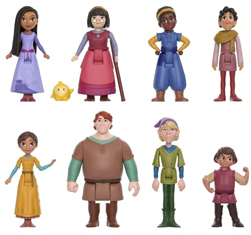 Mattel Disneys Önskan The Teens-minidockset, 8 ställbara dockor och stjärnfigur, figurerna bär sina karakteristiska kläder HPX36