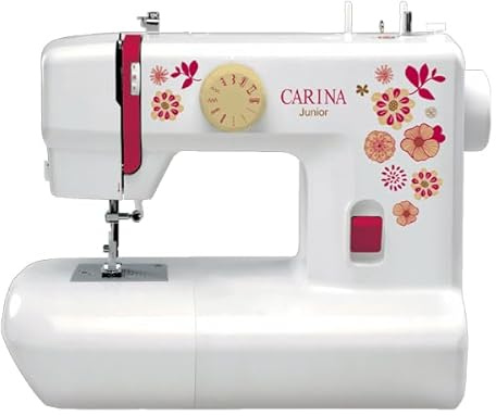 Nähmaschine Carina Junior NEW by Fischer das Original, Mechanische Nähmaschine für Näh-Einsteiger & Anfänger mit Griff, 6 Stichprogrammen, Freiarm, Nählicht & elektrischem Fußanlasser